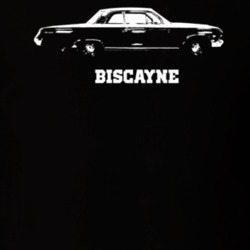 1962 Biscayne Side View With Model Dark Color T Shirt