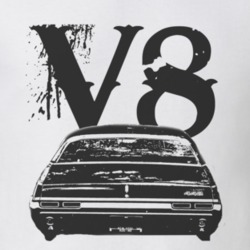 1968 OLDSMOBILE 442 Rear Black Graphic V8 T Shirt