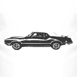 1968 OLDSMOBILE 442 Side Black Graphic T Shirt