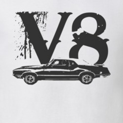 1968 OLDSMOBILE 442 Side Black Graphic V8 T Shirt