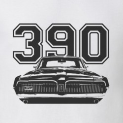 1968 Mercury Cougar Grill Black Graphic Engine Size T Shirt