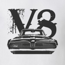 1968 Mercury Cougar Grill Black Graphic V8 T Shirt