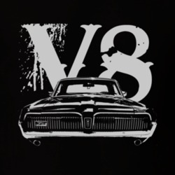 1968 Mercury Cougar Grill White Graphic V8 T Shirt