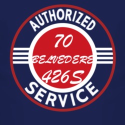 Authorized Service 1970 PLYMOUTH BELVEDERE 426S Dark T Shirt
