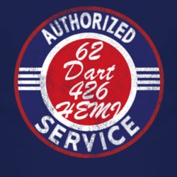 Authorized Service 1962 DODGE DART 426 HEMI Distressed Look Dark T Shi