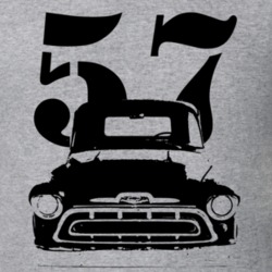 1957 Chev Pickup Grill View With Year Light Color T Shirt