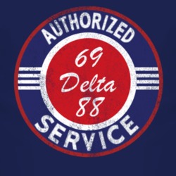 Authorized Service 1969 Oldsmobile Delta 88 Distressed Look Dark T Shi