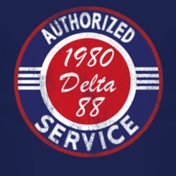 Authorized Service 1980 Oldsmobile Delta 88 Distressed Look Dark T Shi