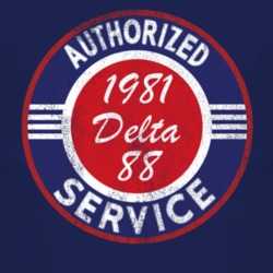 Authorized Service 1981 Oldsmobile Delta 88 Distressed Look Dark T Shi