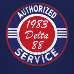 Authorized Service 1983 Oldsmobile Delta 88 Distressed Look Dark T Shi
