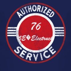 Authorized Service 1976 DJ 5E?Electruck Distressed Look Dark T Shirt