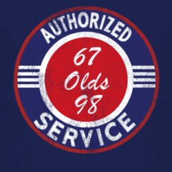 Authorized Service 1967 Oldsmobile Olds 98 Distressed Look Dark T Shir