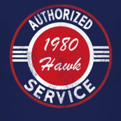 Authorized Service 1980 Golden Hawk Distressed Look Dark T Shirt