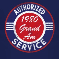 Authorized Service 1980 Pontiac Grand Am Distressed Look Dark T Shirt