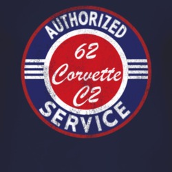 Authorized Service 1962 Chevy Corvette C2 Distressed Look Dark T Shirt