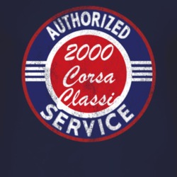 Authorized Service 2000 Chevy Corsa Classic Distressed Look Dark T Shi