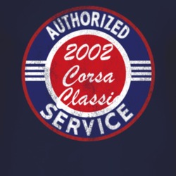 Authorized Service 2002 Chevy Corsa Classic Distressed Look Dark T Shi