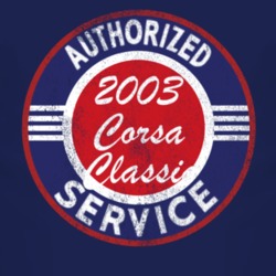 Authorized Service 2003 Chevy Corsa Classic Distressed Look Dark T Shi