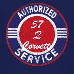 Authorized Service 1957 Chevy Q Corvette Distressed Look Dark T Shirt