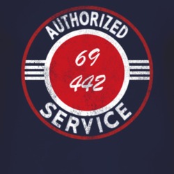 Authorized Service 1969 OLDSMOBILE 442 Distressed Look Dark T Shirt