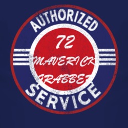 Authorized Service 1972  MAVERICK GRABBER Distressed Look Dark T Shirt
