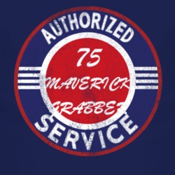 Authorized Service 1975  MAVERICK GRABBER Distressed Look Dark T Shirt