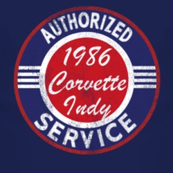 Authorized Service 1986 Chevy Corvette Indy Distressed Look Dark T Shi