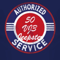 Authorized Service 1950 Willys VJ3 Jeepster Distressed Look Dark T Shi