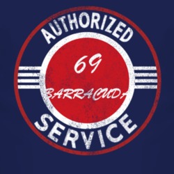 Authorized Service 1969 PLYMOUTH BARRACUDA Distressed Look Dark T Shir