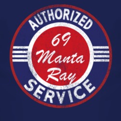 Authorized Service 1969 Chevy Manta Ray Distressed Look Dark T Shirt
