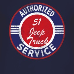 Authorized Service 1951 Willys Jeep Truck Distressed Look Dark T Shirt