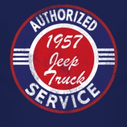Authorized Service 1957 Willys Jeep Truck Distressed Look Dark T Shirt