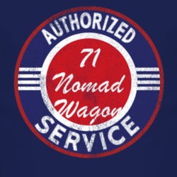 Authorized Service 1971 Chevy Nomad Wagon Distressed Look Dark T Shirt