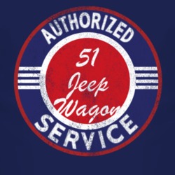 Authorized Service 1951 Willys Jeep Wagon Distressed Look Dark T Shirt