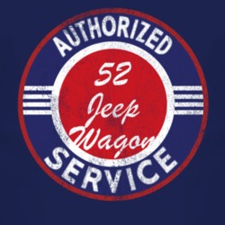 Authorized Service 1952 Willys Jeep Wagon Distressed Look Dark T Shirt