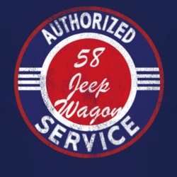 Authorized Service 1958 Willys Jeep Wagon Distressed Look Dark T Shirt