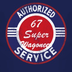 Authorized Service 1967 SJ Super Wagoneer Distressed Look Dark T Shirt