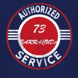 Authorized Service 1973 PLYMOUTH BARRACUDA Distressed Look Dark T Shir