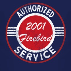Authorized Service 2001 Pontiac Firebird Distressed Look Dark T Shirt