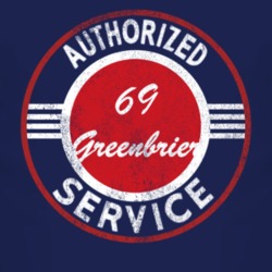 Authorized Service 1969 Chevy Greenbrier Distressed Look Dark T Shirt