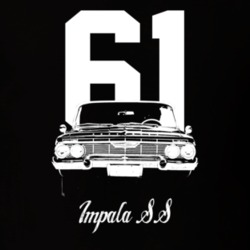 1961 Impala Grill View With Year And Model Dark Color T Shirt
