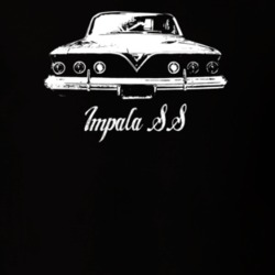 1961 Impala Rear View With Model Dark Color T Shirt