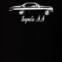 1961 Impala Side View With Model Dark Color T Shirt
