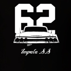 1962 Impala Rear View With Year And Model Dark Color T Shirt