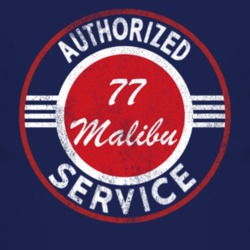 Authorized Service 1977 Chevy Malibu Distressed Look Dark T Shirt