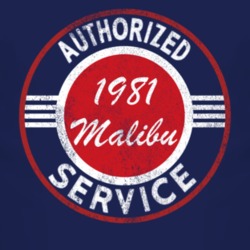 Authorized Service 1981 Chevy Malibu Distressed Look Dark T Shirt
