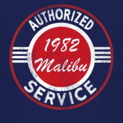 Authorized Service 1982 Chevy Malibu Distressed Look Dark T Shirt