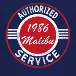 Authorized Service 1986 Chevy Malibu Distressed Look Dark T Shirt