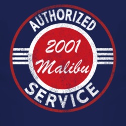 Authorized Service 2001 Chevy Malibu Distressed Look Dark T Shirt
