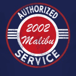 Authorized Service 2002 Chevy Malibu Distressed Look Dark T Shirt